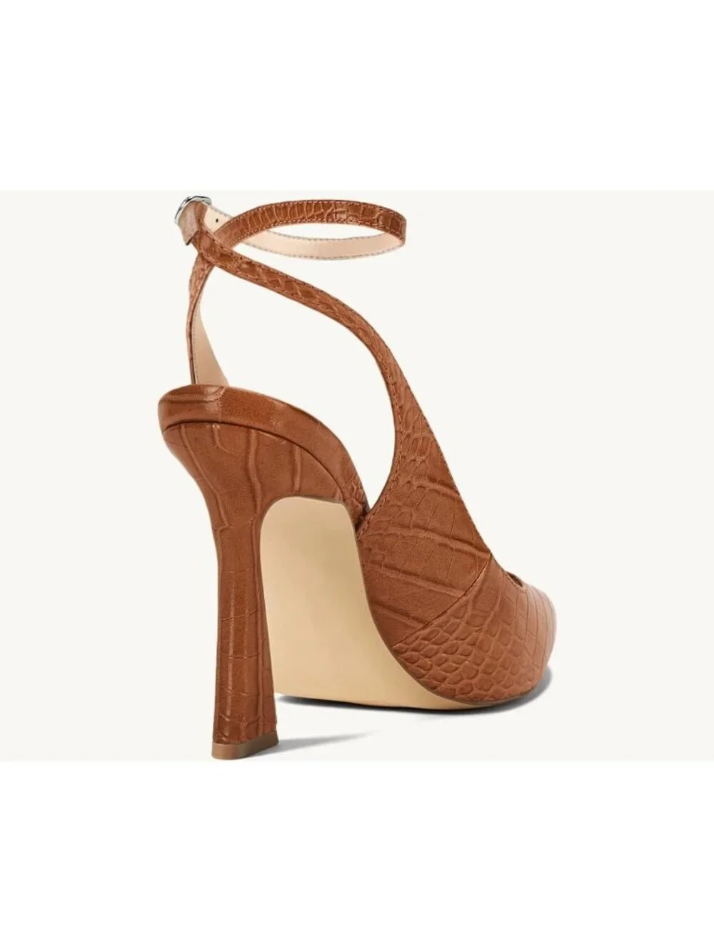 Women's Caramel Strap Heels Pointed Toe Pump Shoes Slingback Wedding Dress Shoes - Picture 4 of 6